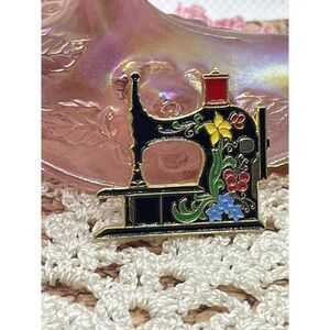 Vintage Clotilde Enamel Sewing Machine Lapel Pin #3 Toy 1910 Brooch Tie  ESTATE